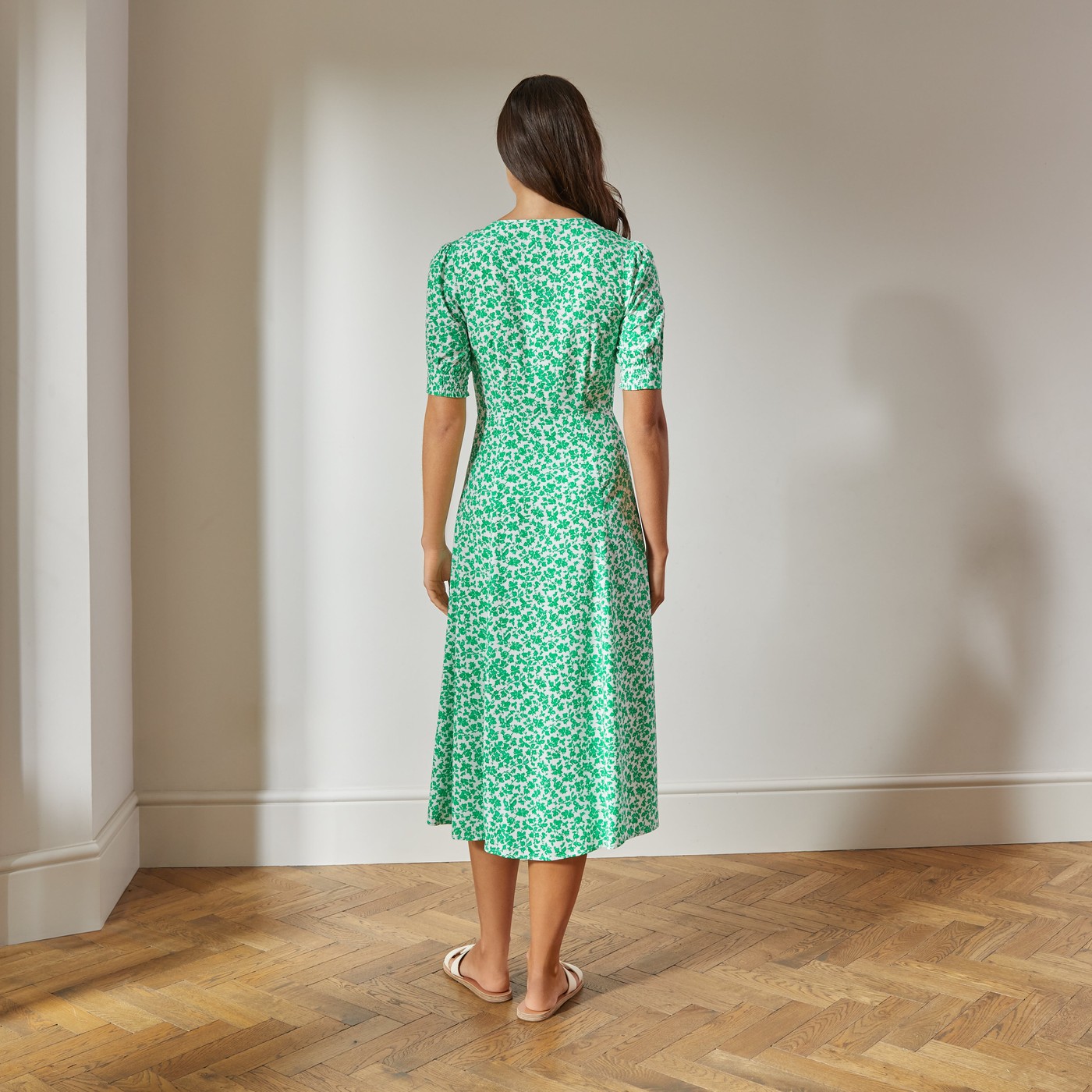 Re-Loved Green Rosebud Midi Dress - Size 14 view 3