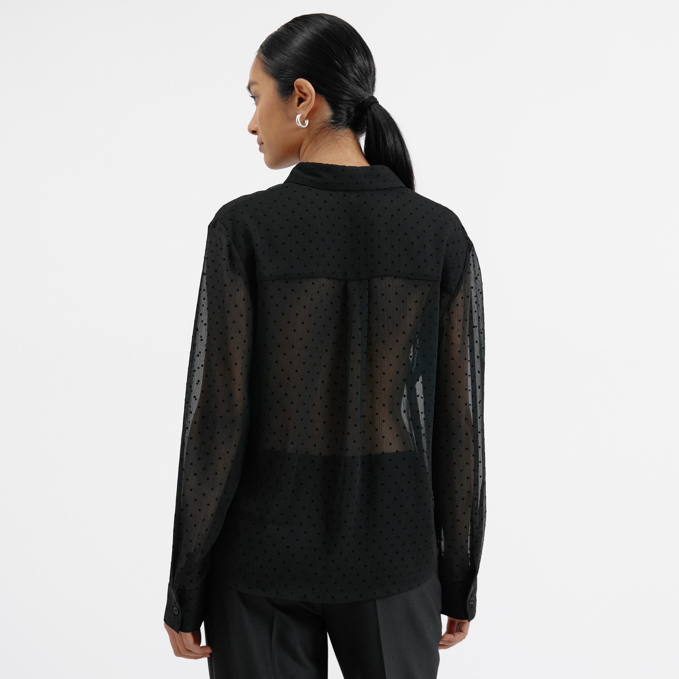 Re-Loved Black Flocked Spot Shirt - Size 18 view 3
