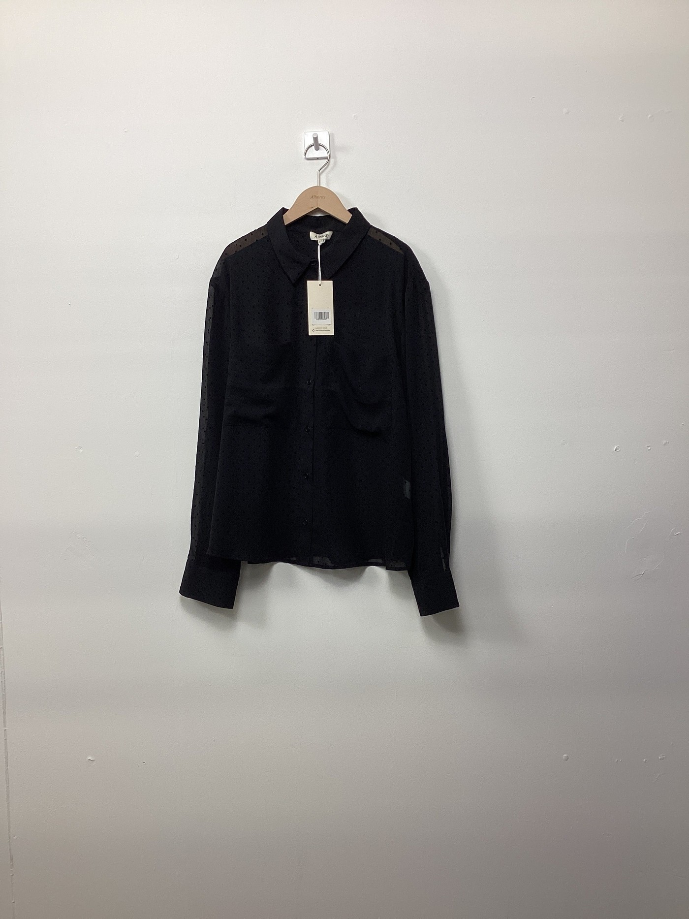 Re-Loved Black Flocked Spot Shirt - Size 18 view 4