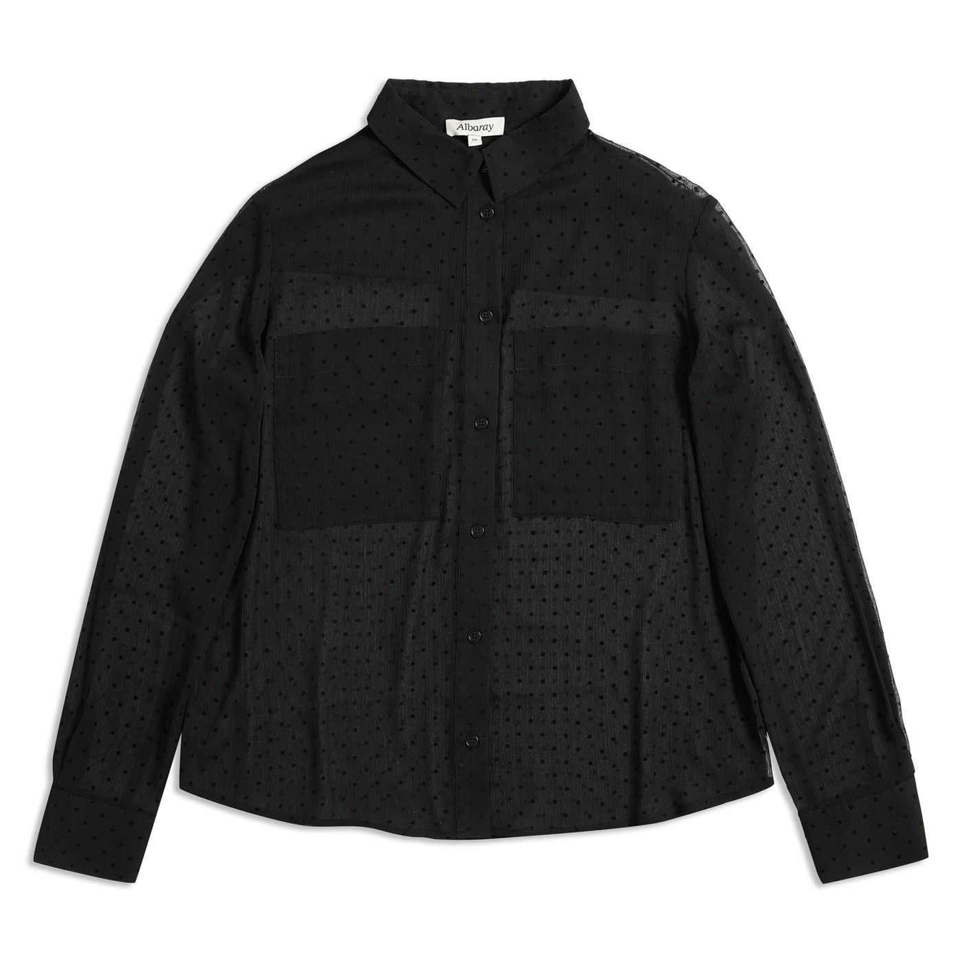 Re-Loved Black Flocked Spot Shirt - Size 18