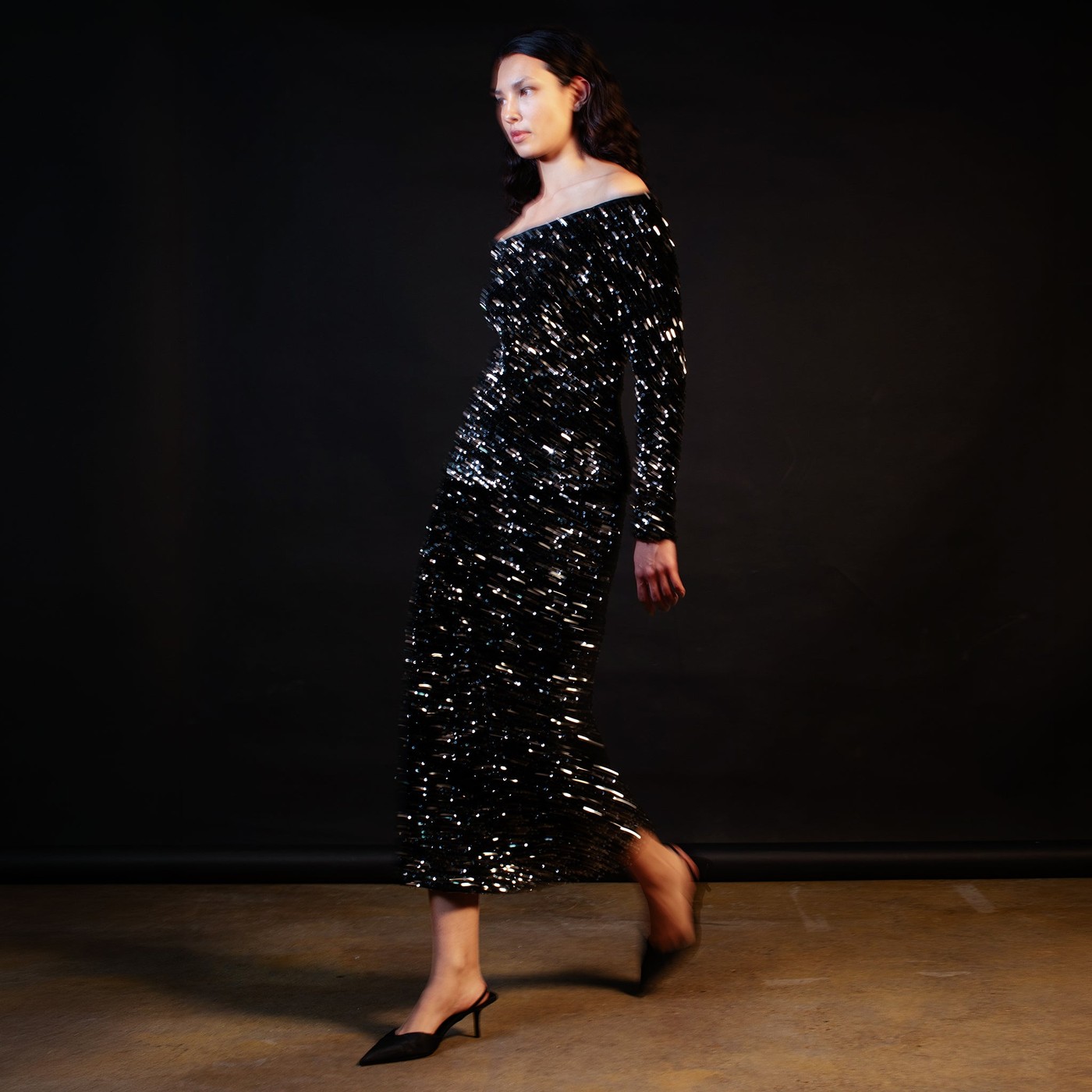 Velvet Sequin Bardot Top view 4