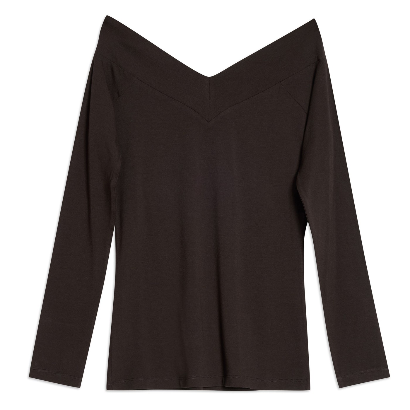 Chocolate V Bardot Top view 4
