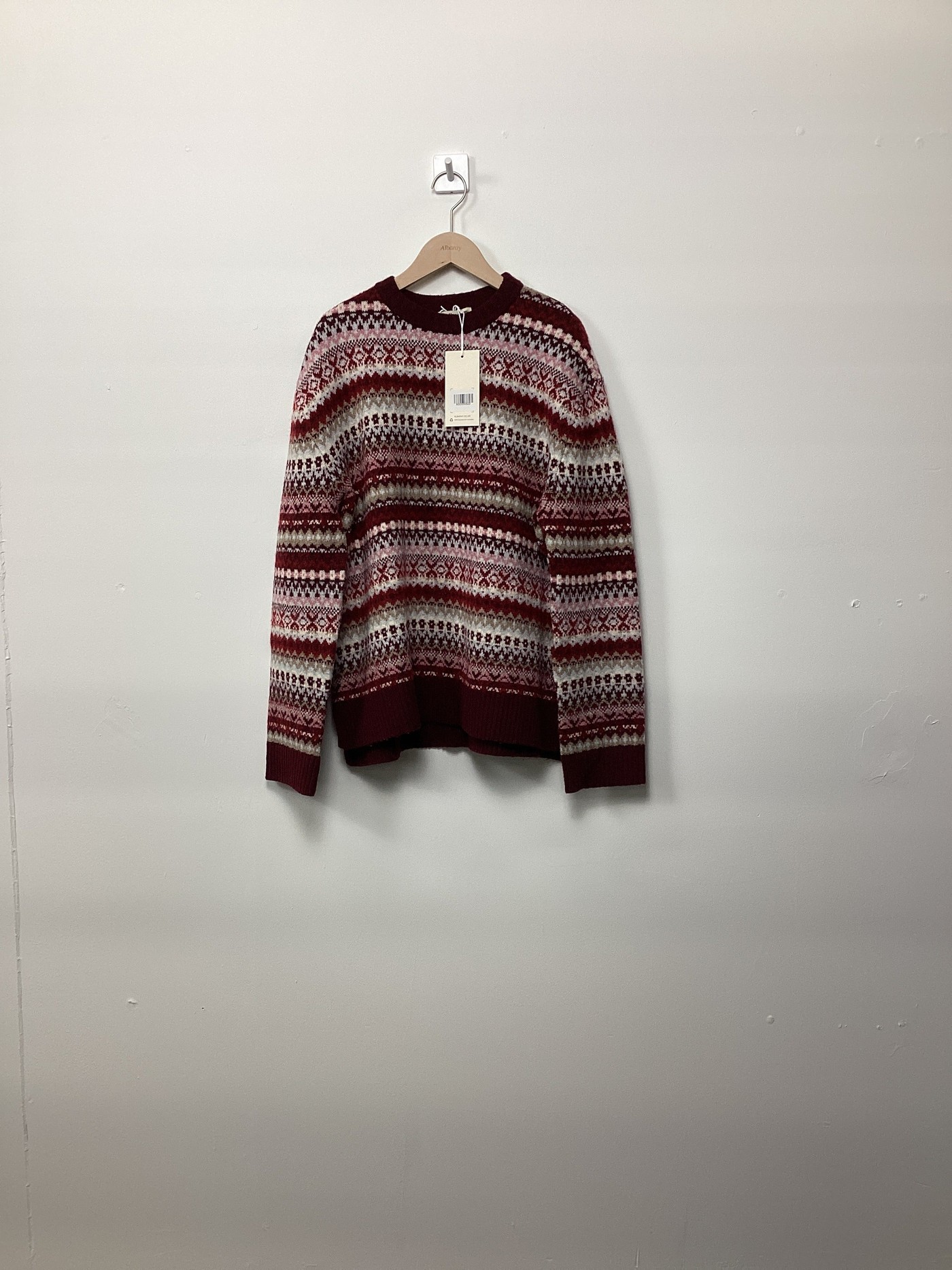 Re-Loved Burgundy Fair Isle Jumper - Size 8 view 3