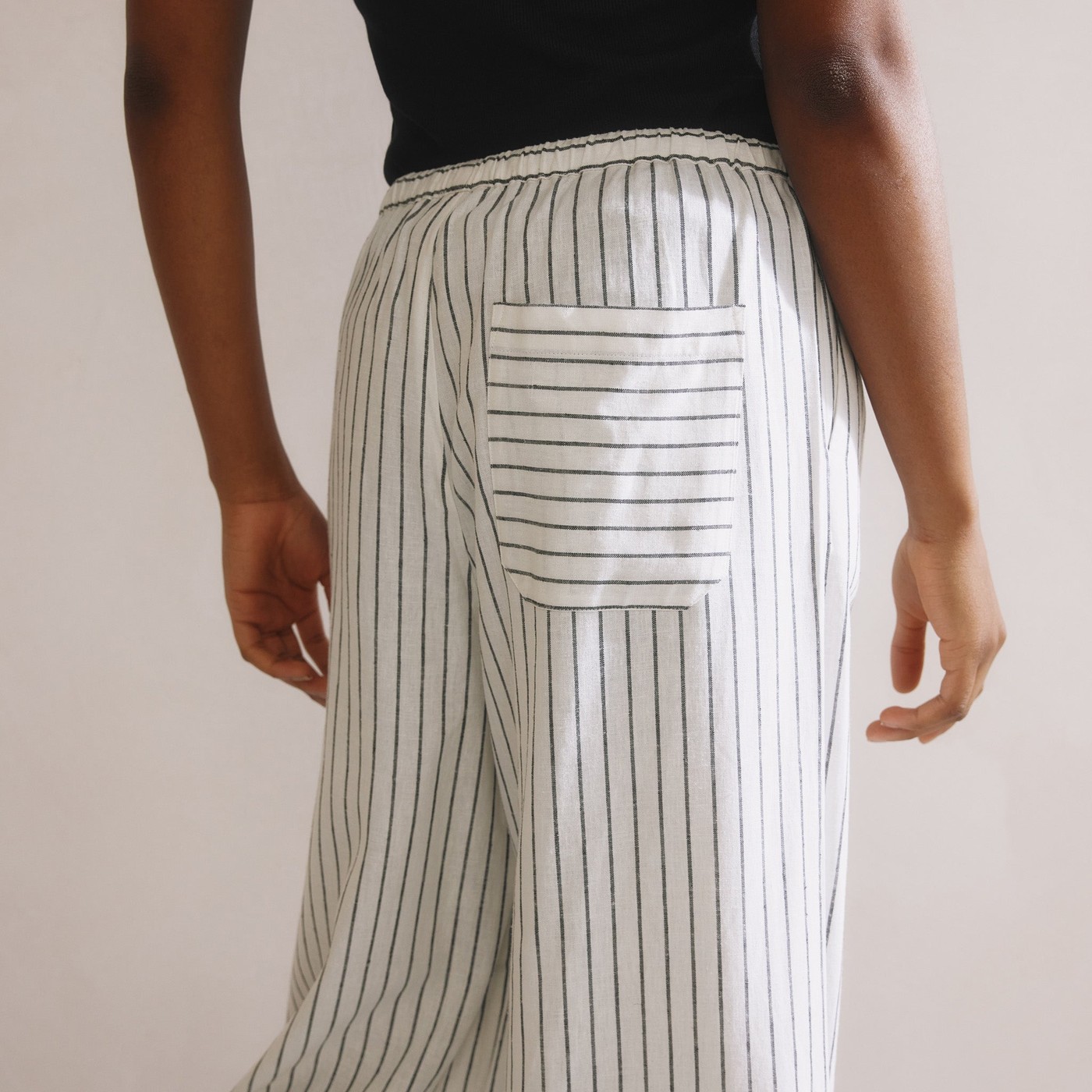 Re-Loved Stripe Linen Blend Drawstring Trousers - Size 10 view 4